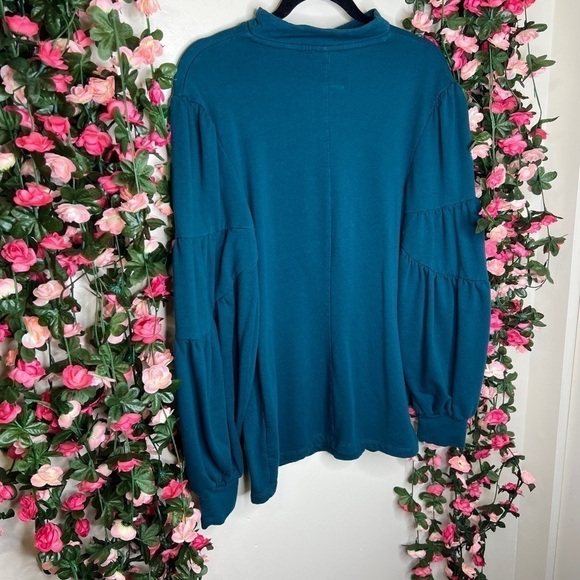 Isabel Maternity Blue Turquoise Layered Puff Sleeve Womens Blouse S Pregnancy - Picture 7 of 9